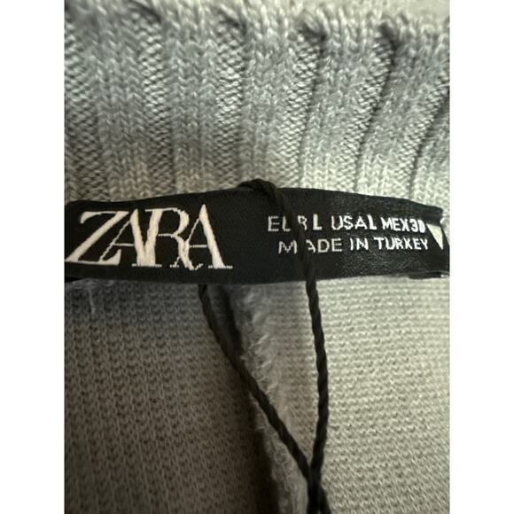 NEW Zara Women's Gray Knit Long Sleeve Crew Neck Pullover Sweater Top Size L - Picture 3 of 4